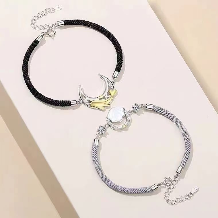 Couple Bracelet A Pair of Ins Niche Men and Women All-match Girlfriend Hand Rope Male Trendy Girlfriend Valentine's Day Long-distance Love Gift