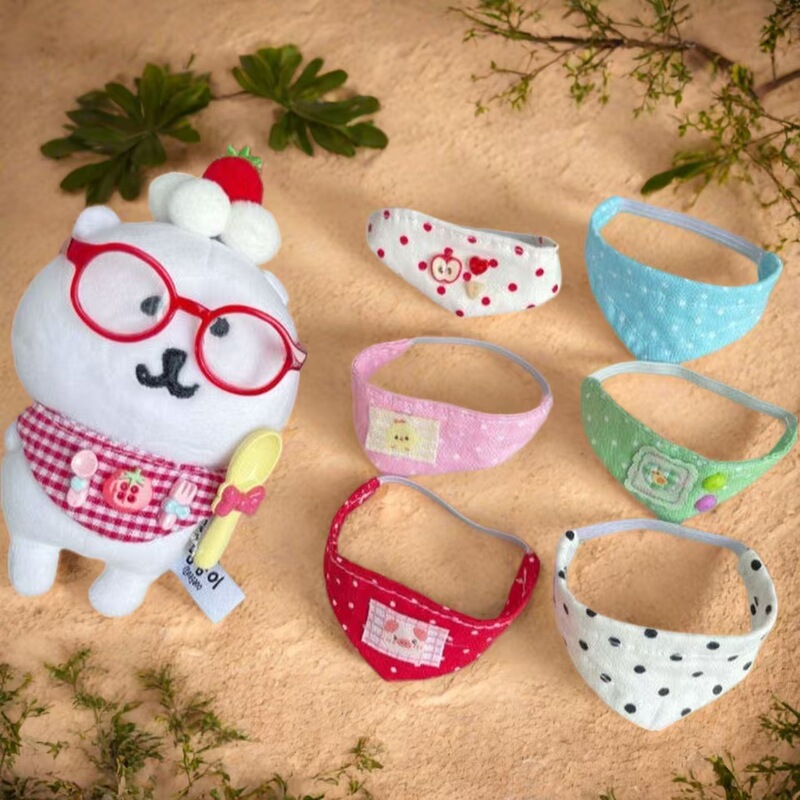 Self-Deprecating Bear 4inch Plush Toy Bib 10Cm13Cm Doll Compatible Cute Bib Cotton Doll Clothes Accessories