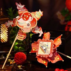 中秋节风车手提灯笼儿童发光旋转风车灯笼国庆节手工diy材料花灯