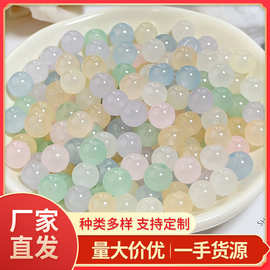 玻璃果冻实色彩珠子仿玉石圆珠琉璃散珠diy手工手链串珠服装辅料