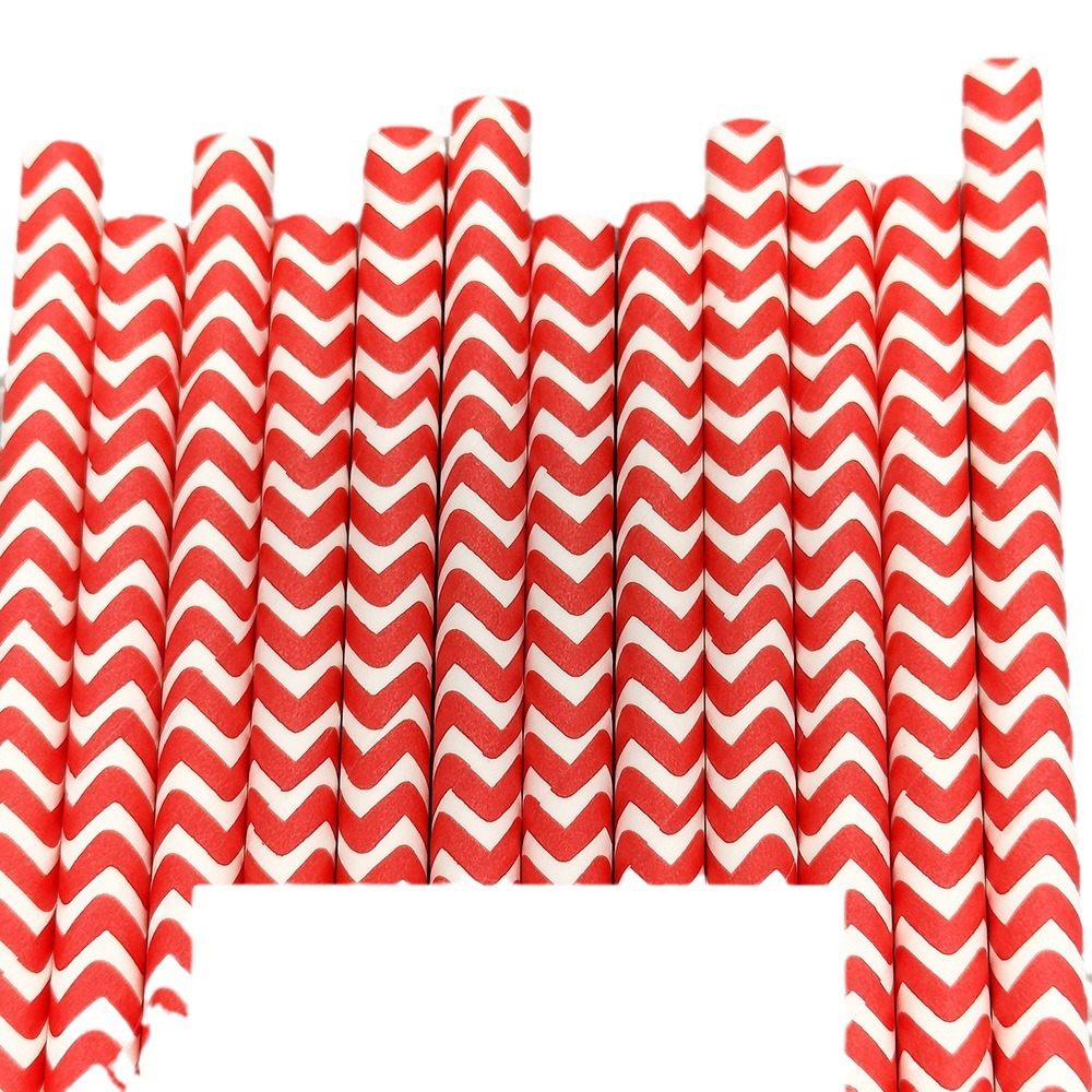 Color desechable onda patrón de papel paja bar fiesta postre Mesa pastelería decoración papel paja tubo recto tubo potable