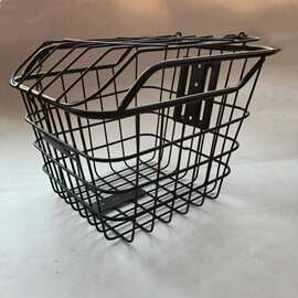 电动车车筐款黑色车筐黑色带盖车篮电动车加粗管斜坡车篮