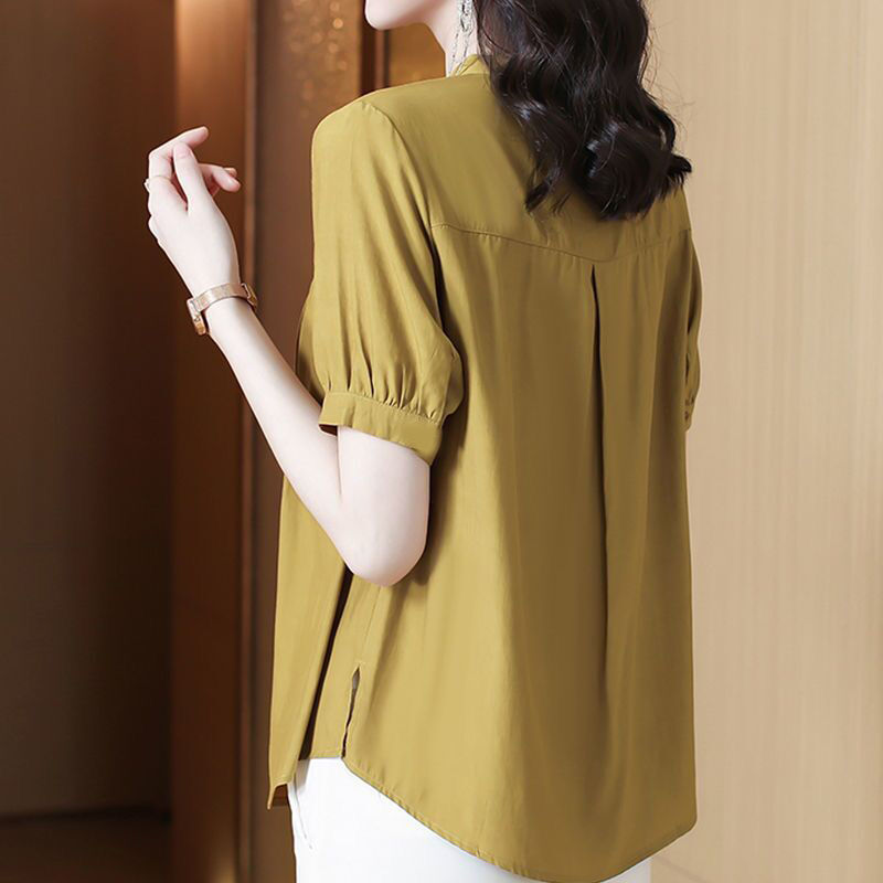Chiffon Shirt Women's Summer Short-sleeved New Summer Beautiful Fashion Chiffon Shirt Feminine Mother's Clothing Small Shirt Top