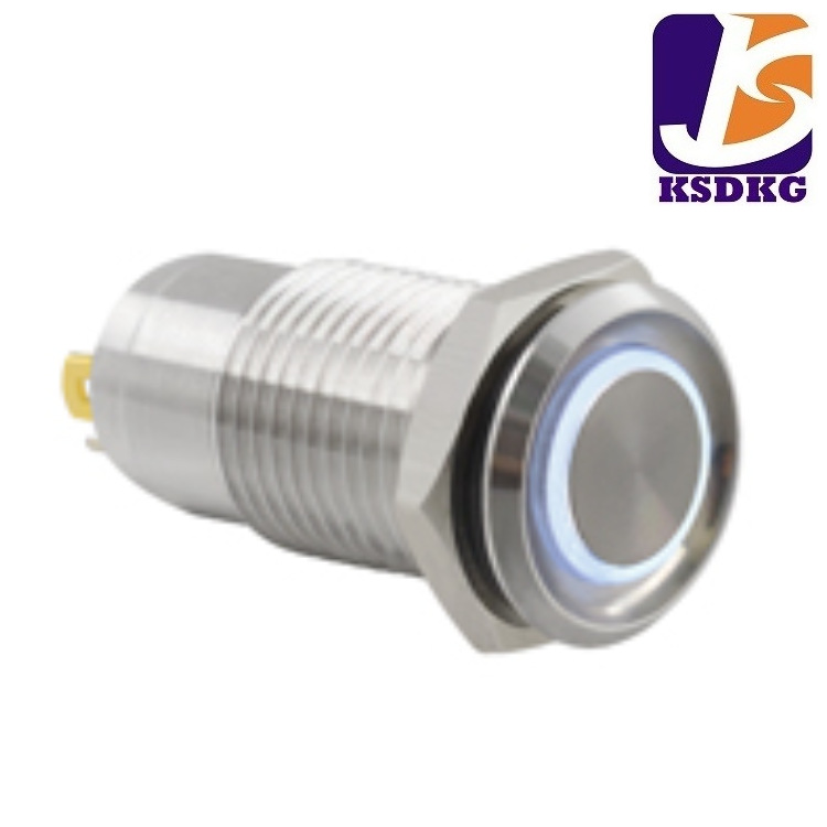 带LED灯金属开关 12mm 防水 防尘 自锁金属按钮开关