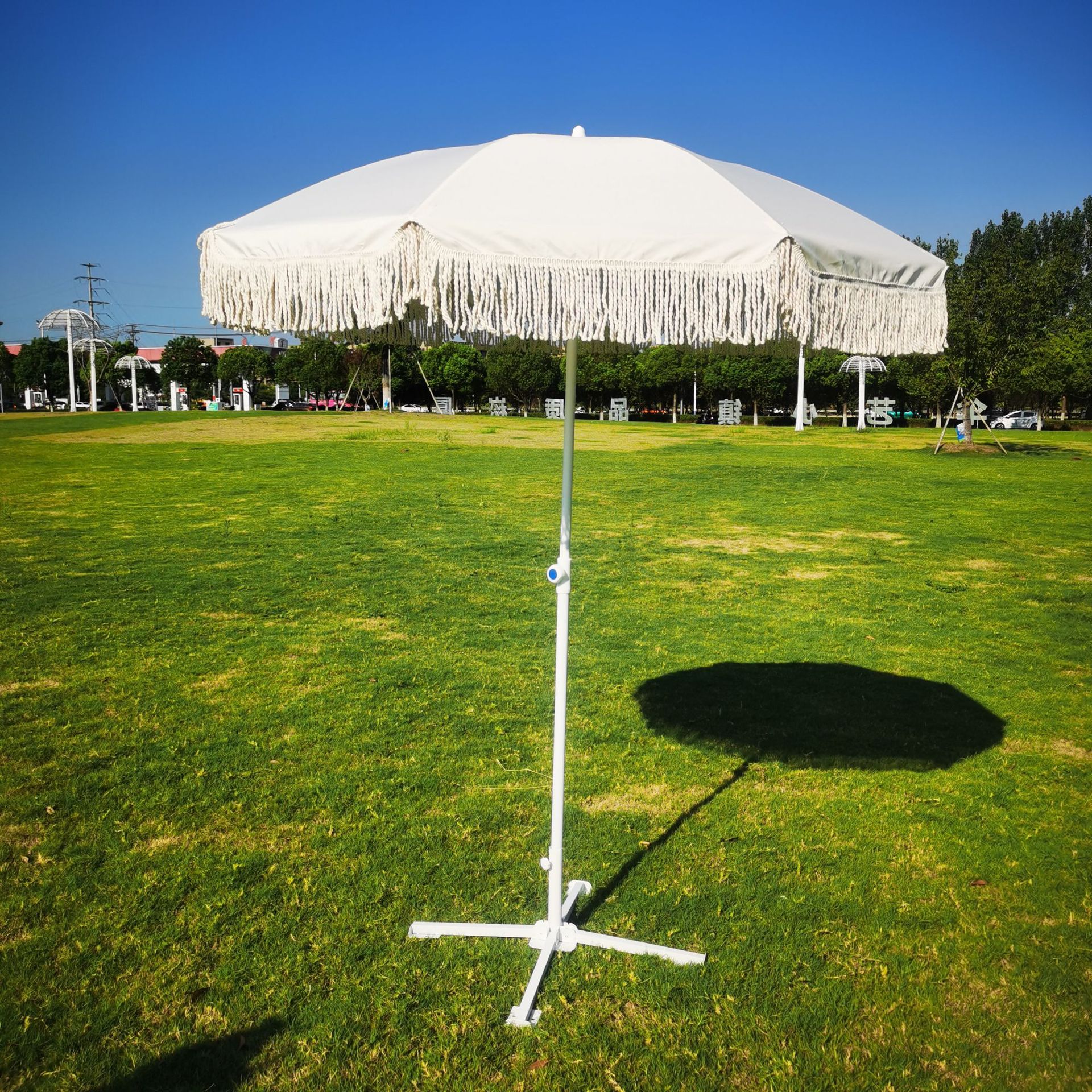 Paraguas de playa con flecos de algodón de Amazon transfronterizo con paraguas de jardín al aire libre con paraguas de madera de encaje en stock