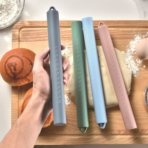Morandi color all-in-one silicone rolling pin rolling pin with graduated flour stick kitchen baking tool