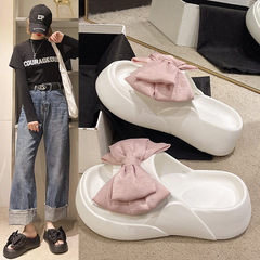 蝴蝶結拖鞋女夏季外穿室內高級感防滑時尚可愛2024新款厚底涼拖鞋