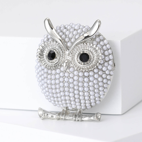 New hot-selling Korean jewelry owl cute cartoon corsage alloy electroplated pearl corsage factory direct sale