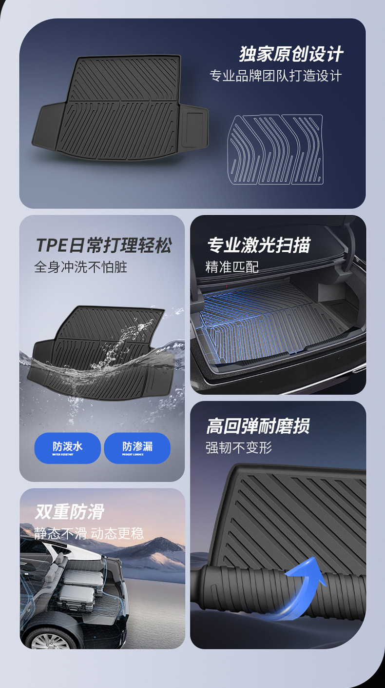 Suitable for Buick New Regal, Lacrosse, Envision Plus, All-Weather Tpe Car Trunk Mat