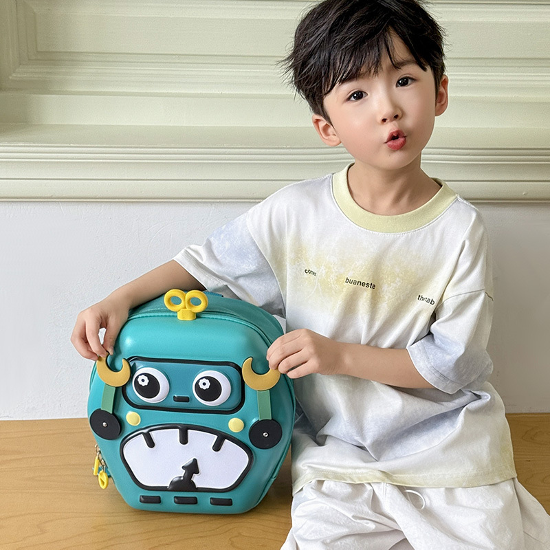 Jardín de infantes clase pequeña y media mochila para bebés caricatura lindo robot mochila para niños portátil mochila para niños de cáscara dura