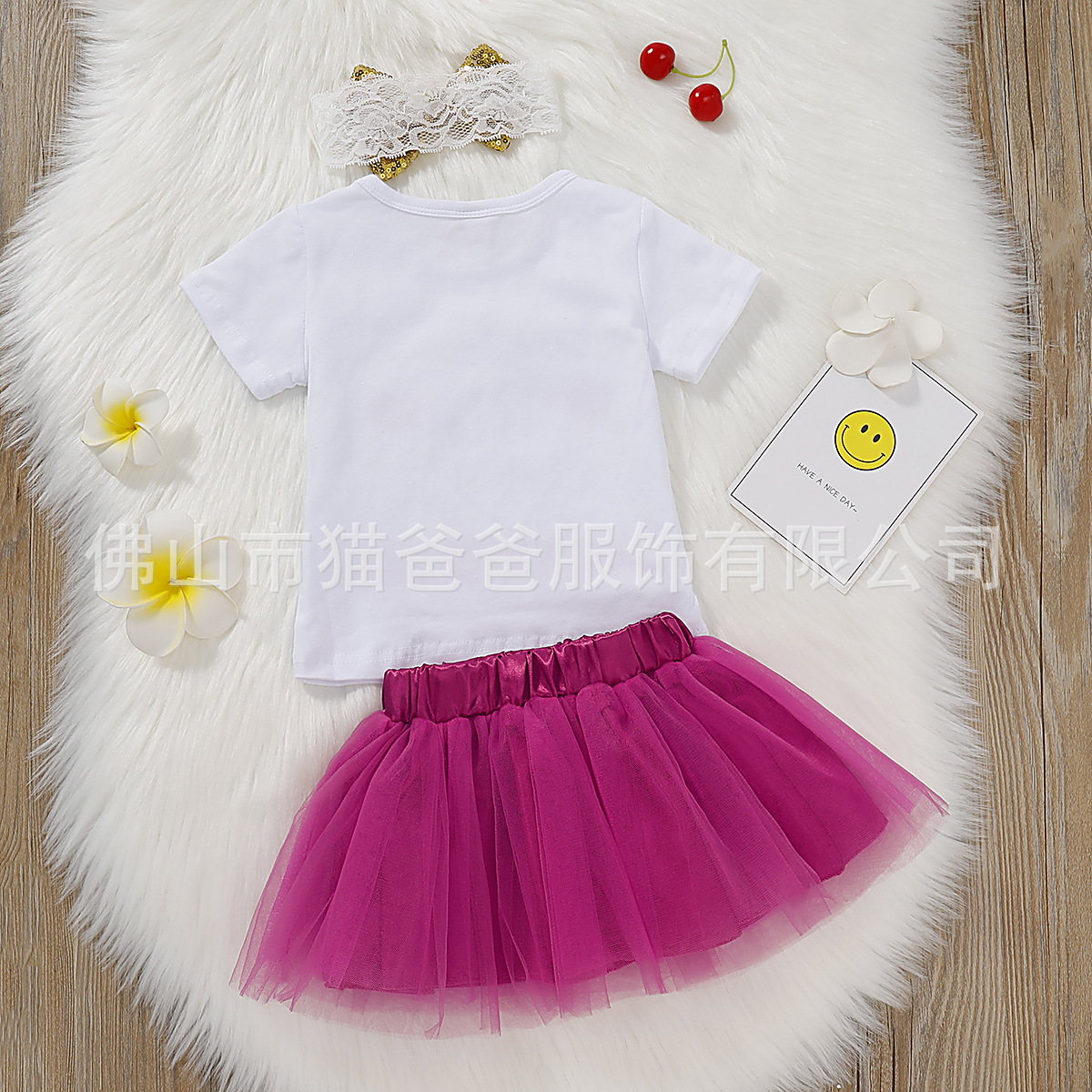 2021ins nueva carta de niña de manga corta Camiseta de malla de media longitud vestido de princesa conjunto de tres piezas