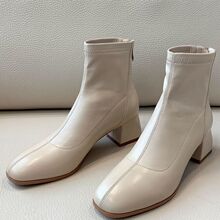 英魅尔秋冬季短靴英伦风粗跟中跟加宽胖肥脚大码41女鞋40马丁靴43