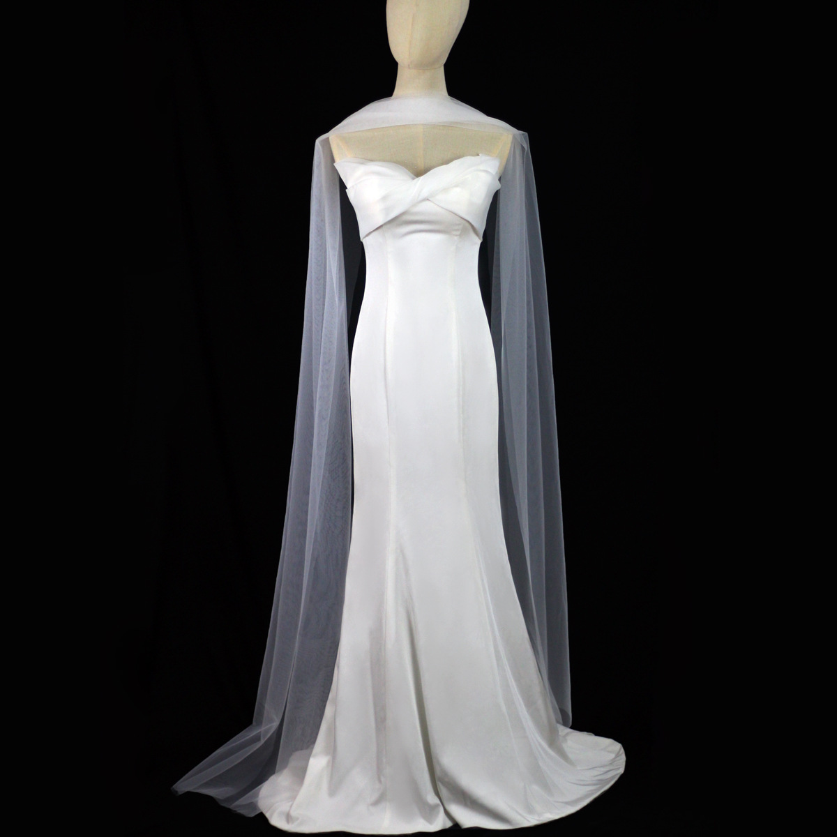 V351 Elegant Long Bridal Veil White Simple Plain Gauze Scarf Gauze Shawl Shape Nude Gauze Soft Gauze