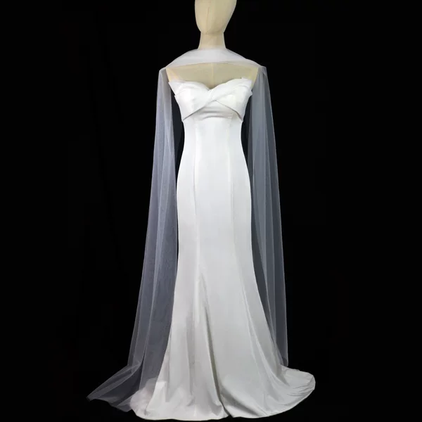 V351 Elegant Long Bridal Veil White Simple Plain Gauze Scarf Gauze Shawl Shape Nude Gauze Soft Gauze