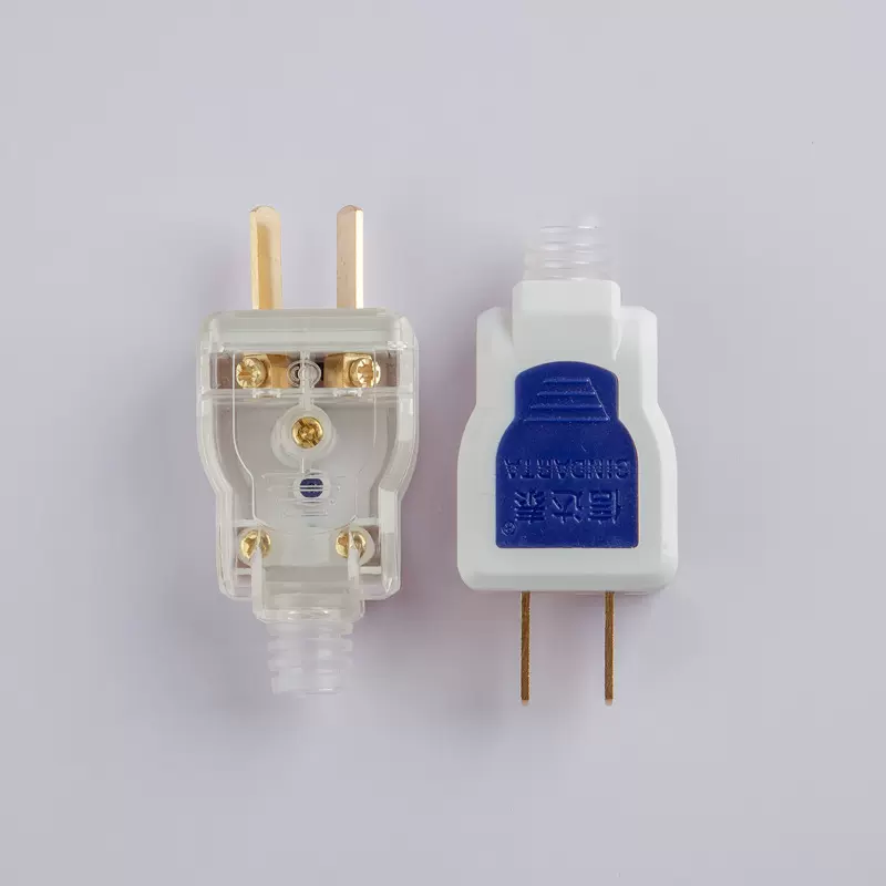信达泰PC料透明大功率二脚转动插头一体纯铜工业两极电源插头