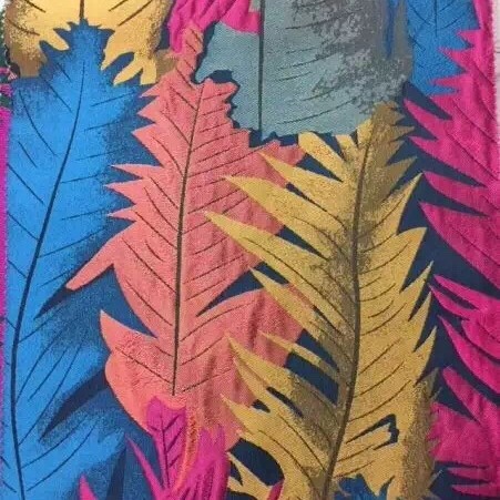 肌理感撞色彩色树叶色织服装提花面料个性