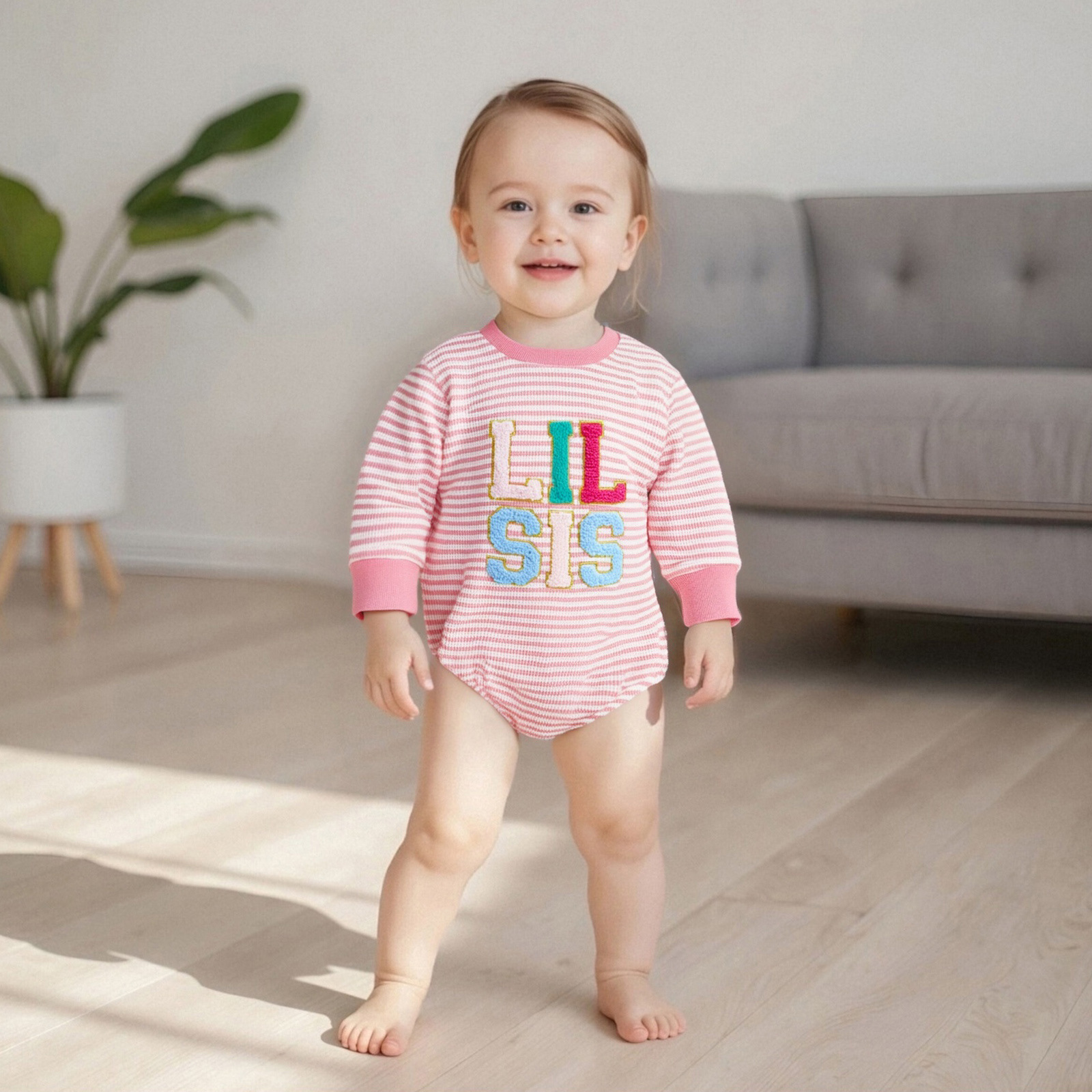 Grenouillère sweatshirt à texture gaufrée pour bébé fille_voghion.com
