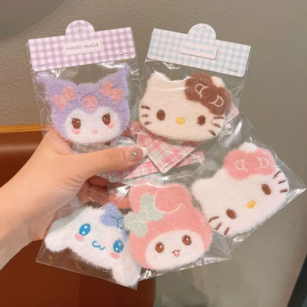 Autumn and Winter New Style Kuromi Velcro Plush Hair Post Cartoon Cute Sanrio Side Bangs Hairpin Hair Accessories