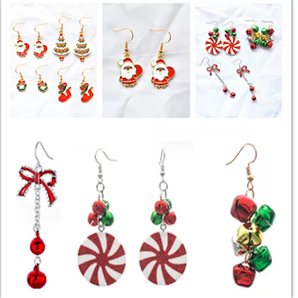 European and American Cross-Border Amazon Christmas Earrings Creative Stylish Sweet Christmas Tree Old Man Garland Bell Earrings for Women