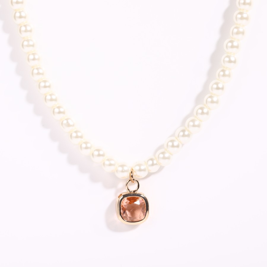 Retro Heart Shape Titanium Steel Necklace Pearl Artificial Rhinestones Stainless Steel Necklaces display picture 9