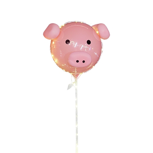 Internet celebrity luminous pig balloon children's air inflatable pig head balloon pink pig handheld outdoor photo stall