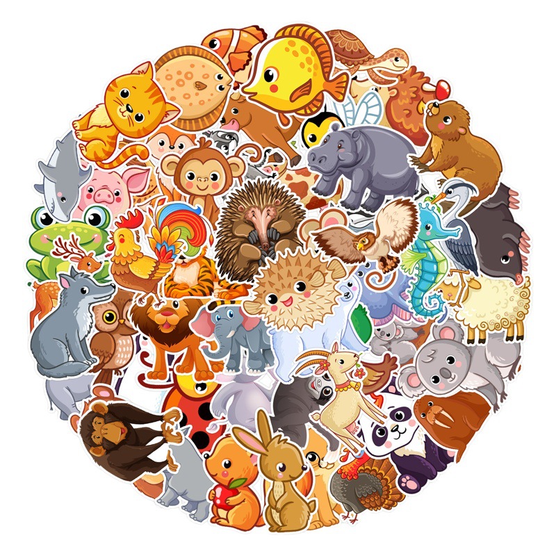 40/80/200 de dibujos animados Zoo pegatinas de graffiti mano taza ordenador teléfono móvil pegatinas cuaderno diario pegatinas