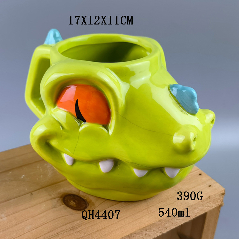 Taza de cerámica 3D de dibujos animados transfronterizos, taza con forma de dinosaurio, taza creativa para desayuno de animales, taza con forma especial, taza de agua para oficina