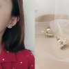 Earrings, retro brand silver needle from pearl, simple and elegant design, Korean style, silver 925 sample, internet celebrity