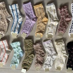 Tuuanna靴下レディース春秋スタイルins潮夏日本系ストッキング中筒綿靴下トゥアンナ