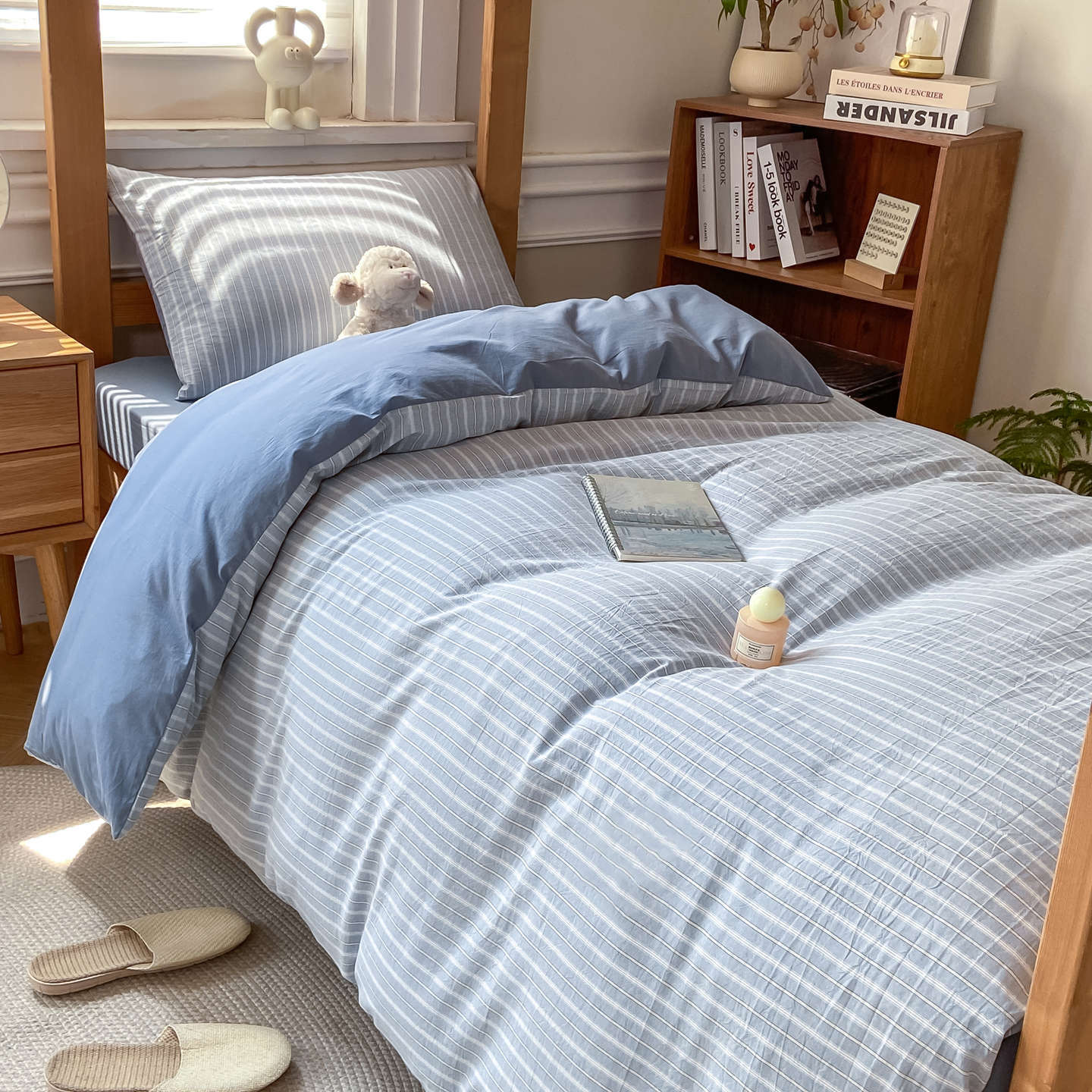 2025 nueva cama de dormitorio de algodón de tres piezas, cama de dormitorio de algodón para estudiantes, funda de edredón individual, funda de cama, funda de edredón