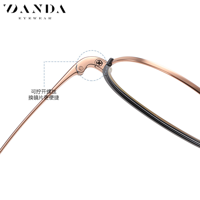 Fábrica nuevo marco de gafas de titanio puro marco redondo de las mujeres gafas lisas retro YJ2035 de dos colores Chapado en IP miopía gafas marco