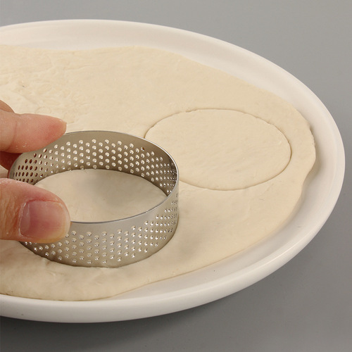 304 stainless steel mousse ring cake ring with holes, cake tart shell mold with holes, egg tart ring