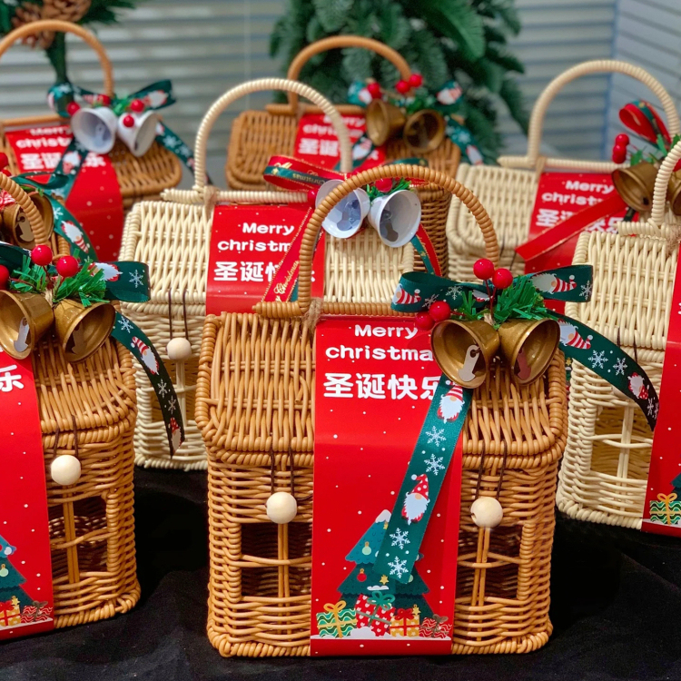 2024クリスマスプレゼントクリスマスクッキー焙煎阿膠餅キャンディー平安夜リンゴ箱手提げギフトバスケット|undefined