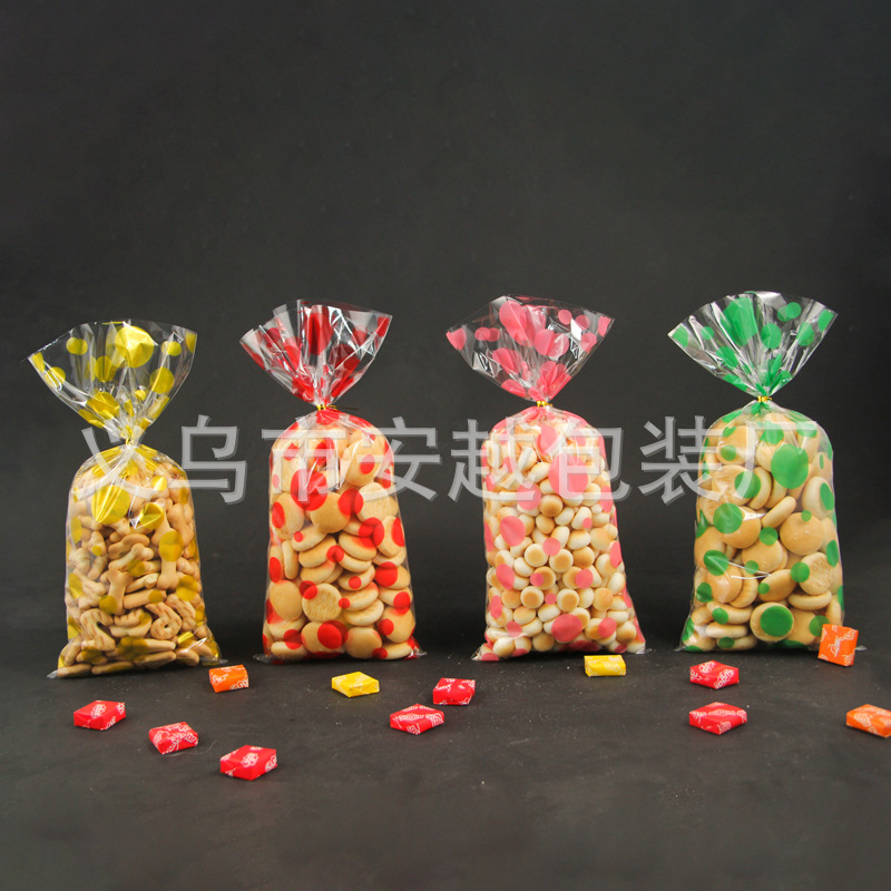 Nuevo Polka Dot OPP caramelo bolsa fiesta de cumpleaños celofán galleta Bolsa De vacaciones caramelo regalo para hornear bolsa en stock