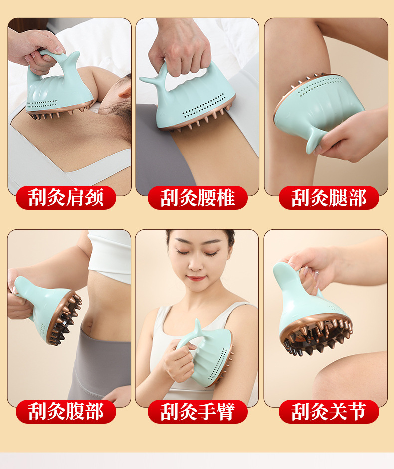 Bronze Moxa Brush Moxibustion Meridian Massage Tool with 60 Moxa Sticks for Body Shoulder Neck Abdomen Leg Care in use