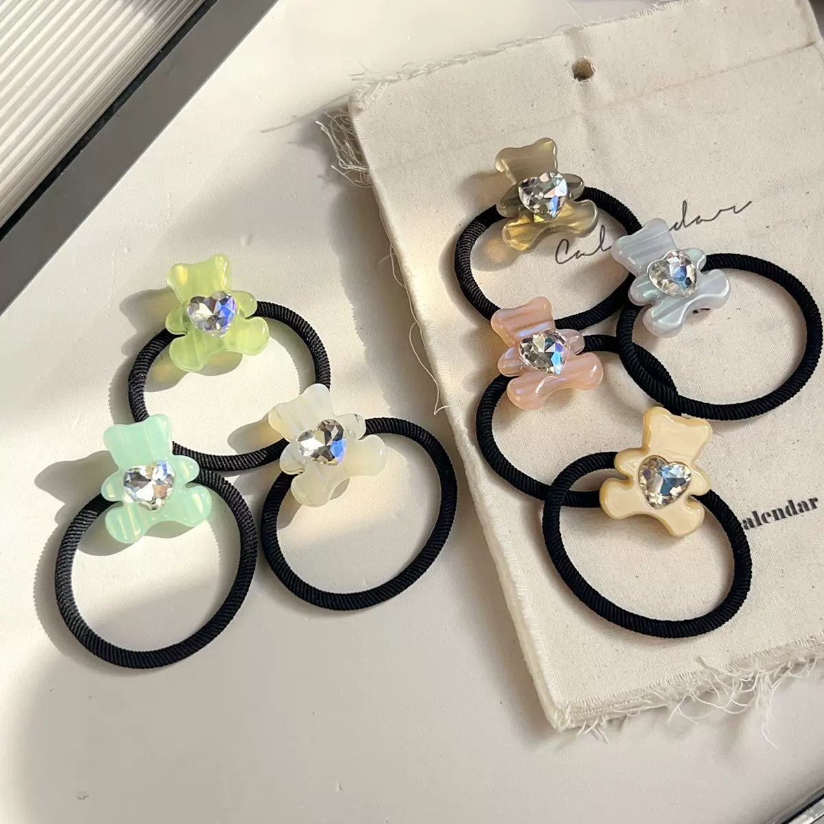 韩系醋酸小熊发绳女百搭高弹力耐用不伤发扎头发皮筋头绳发圈头饰