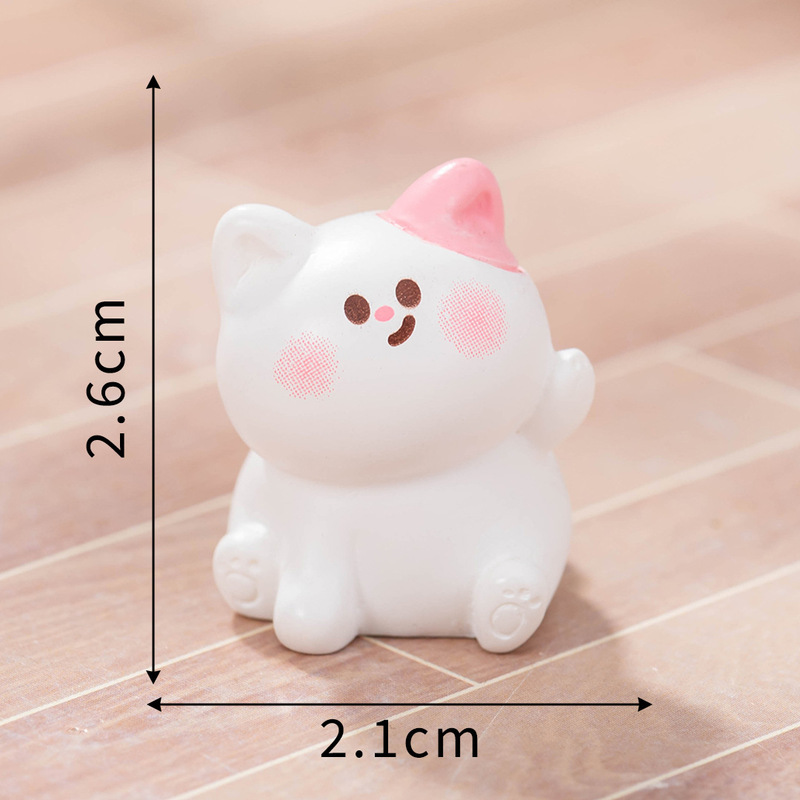 微景观创意可爱粉耳小猫公仔萌粒diy装饰品盲袋配件桌面汽车摆件|undefined