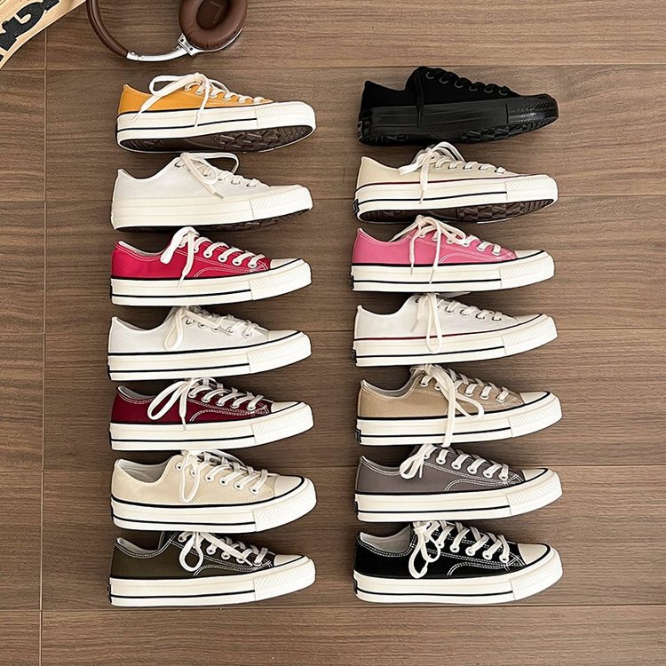 Dopamine 2026 Spring Thick-Soled Canvas Low-Top White Shoes Beige Women's Versatile Trendy Ins Popular Couple Sneakers Dopamine 2026 Spring Thick-Soled Canvas Low-Top White Shoes Beige Women's Versatile Trendy Ins Popular Couple Sneakers