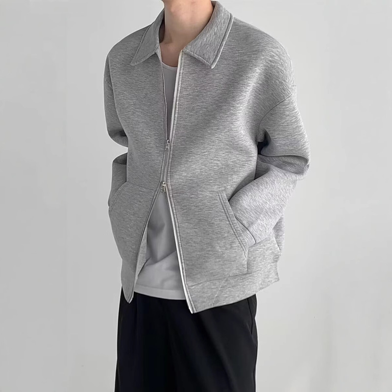 Knock grade good-looking ~ gray couple vests Korean version of niche double zipper design ins American casual solid color coat men