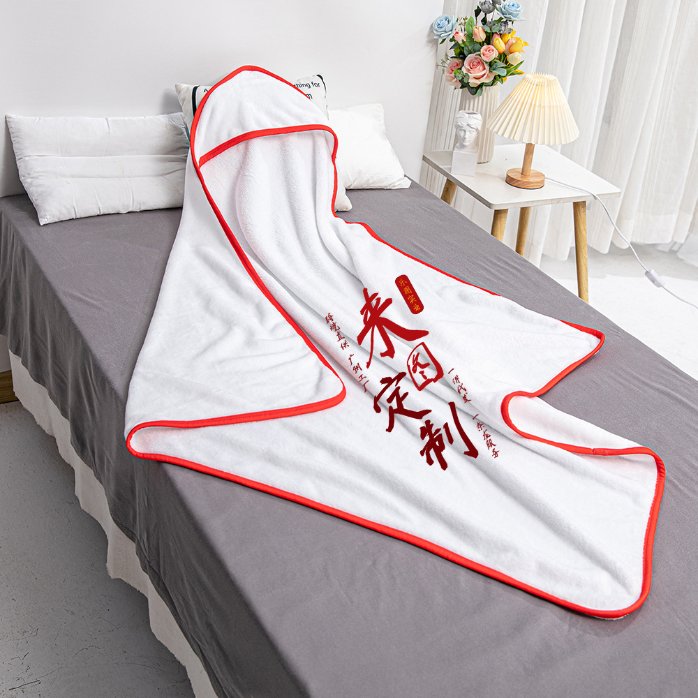 Manta de baño con capucha para niños xqds0019a, franela de 300g, bata de baño personalizable para adultos, manta de secado rápido y agradable al tacto.