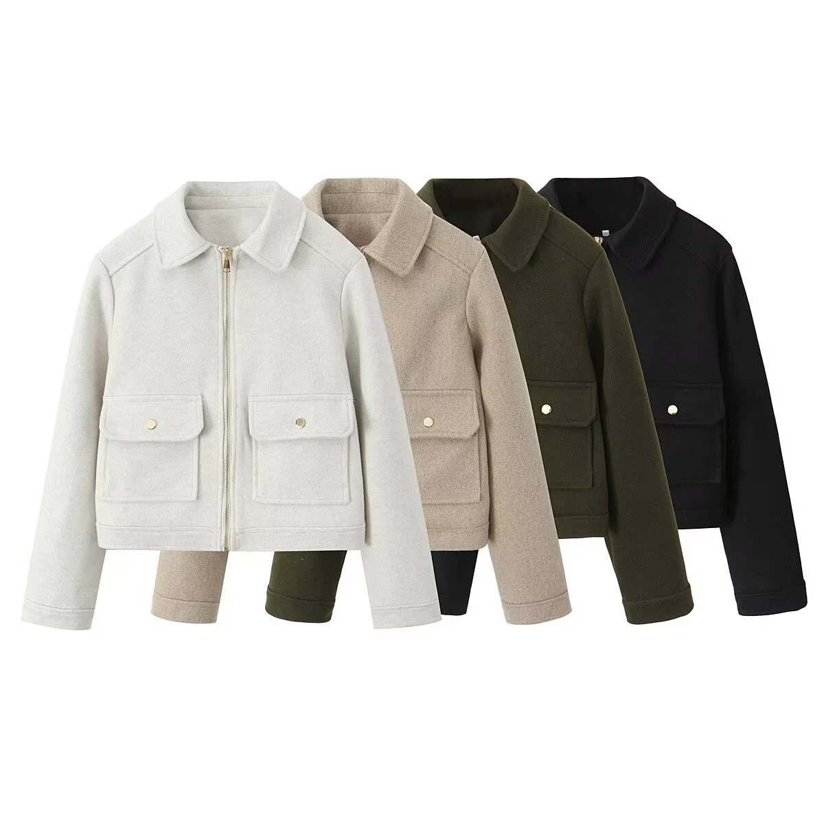 Женская одежда для внешней торговли, осень-зима 2025, европейская и американская мода, куртка с отложным воротником, декорированная молнией, мягкая, с длинными рукавами, для женщин, D56156