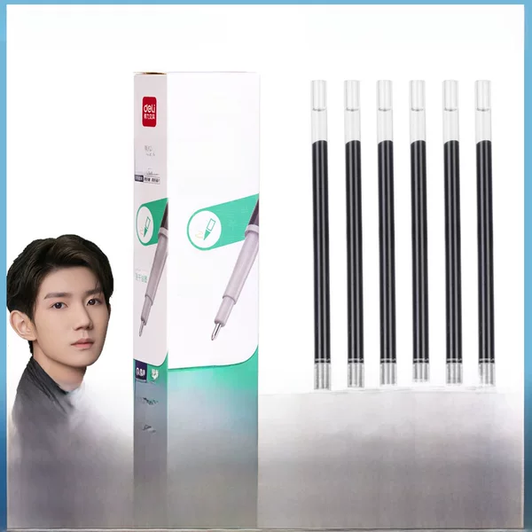 Deli Se124 Gel Pen Refill 0.35mm Financial Student Black Quick-Drying Retractable Full Needle Tube Replacement Refill