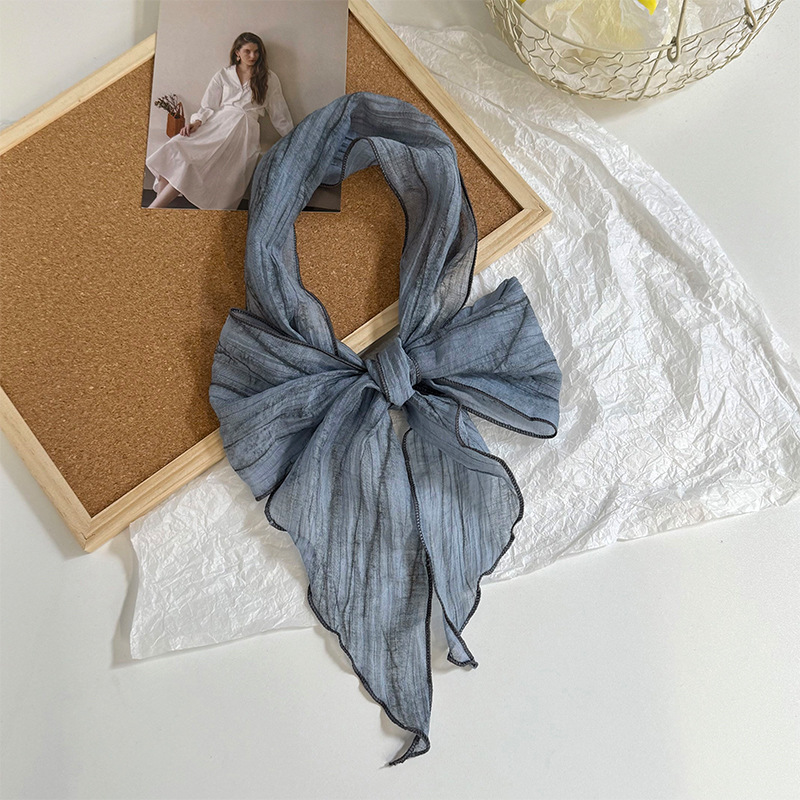 Pañuelo de seda de alta calidad nuevo estilo teñido anudado decoración bufanda pequeña bufanda delgada pañuelo en la cabeza cinturón para el cabello con cinta para el cabello cinturón multiusos