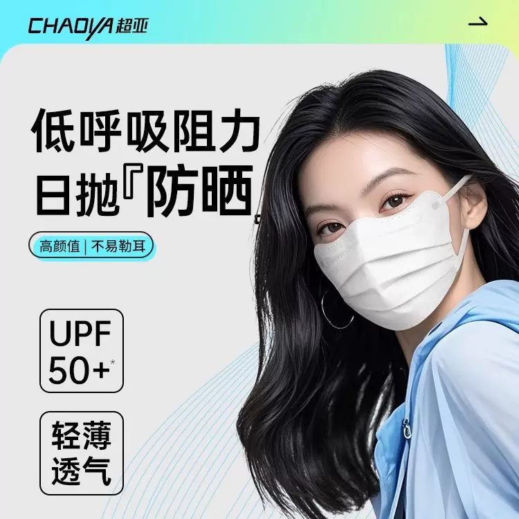 超亚低呼吸阻力一次性防晒口罩女高颜值蝶形2025新款日抛防紫外线