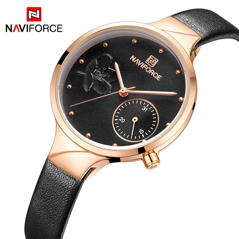 NAVIFORCE Lingxiang 5001 reloj de mujer estudiante coreano simple impermeable calendario reloj de cuarzo reloj de personalidad