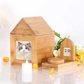 跨境木质猫咪纪念盒爱宠骨灰纪念盒猫咪照片纪念盒狗狗纪念骨灰盒