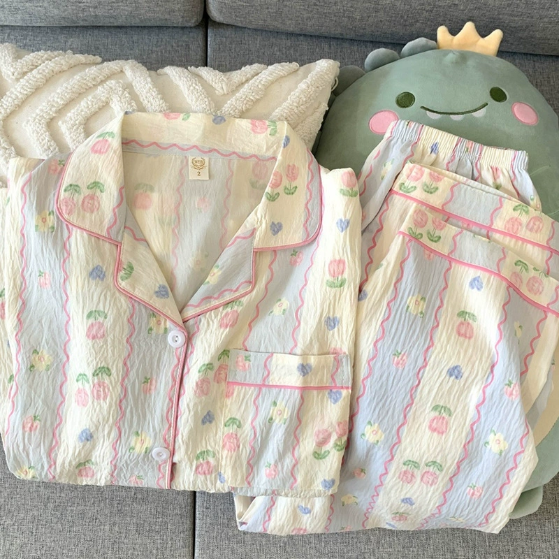 Пижамный комплект с длинным рукавом (Hello Kitty), хлопок, японский стиль, размеры M–XXL