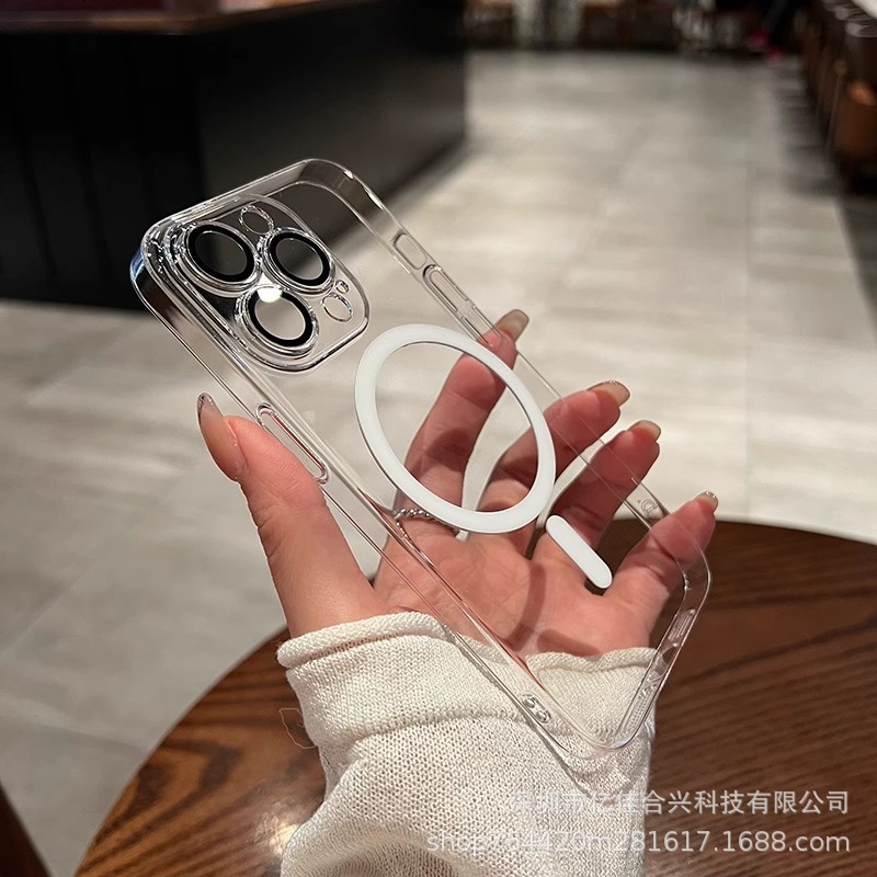 Funda para iPhone 17/16 Pro Max, Carcasa Rígida de PC, Magnética, Transparente con Protector de Lente, Compatible con Apple Serie 14/13