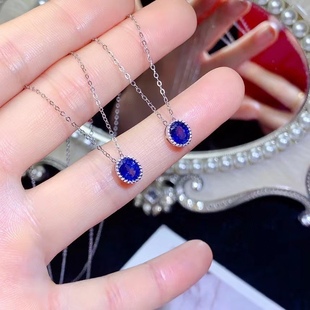 925 silver inlaid natural sapphire pendant main stone size 5*6