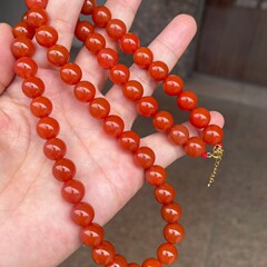 天然原矿川料南红柿子红项链妈妈链红润圆珠玛瑙气质锁骨链批发